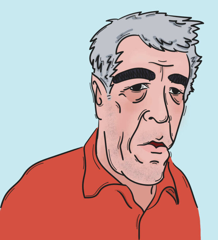 September,15,2019:,Jeffrey,Epstein,Portrait,In,An,Orange,Shirt.